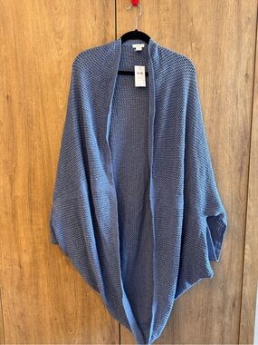 J. Jill Coastal Open-Front Draped Poncho Cardigan Cocoon Blue Women’s XL-3X